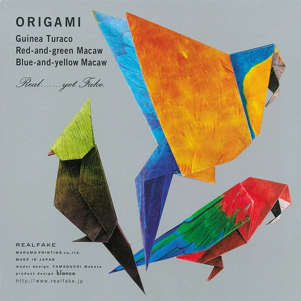 MARUMO PRINTING Animal Origami Paper - Blue-and-yellow Macaw / Scarlet Macaw / Guinea Turaco / Tropical / Type F - Wholesale Pack