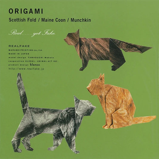 MARUMO PRINTING Animal Origami Paper - Scottish Fold / Maine Coon / Munchkin Cat / Type H - Wholesale Pack