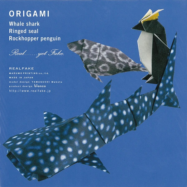 MARUMO PRINTING Animal Origami Paper - Rockhopper Penguin / Ringed Seal / Whale Shark / Ocean - Wholesale Pack
