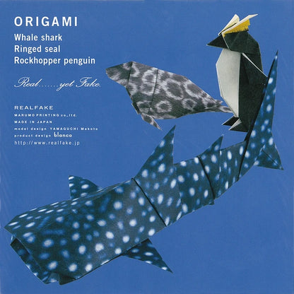 MARUMO PRINTING Animal Origami Paper - Rockhopper Penguin / Ringed Seal / Whale Shark / Ocean - Wholesale Pack