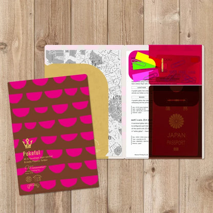 MARUMO PRINTING Pokeful Vivid Color A5 Pocket Clear File - Chocolate & Berry - Wholesale Pack