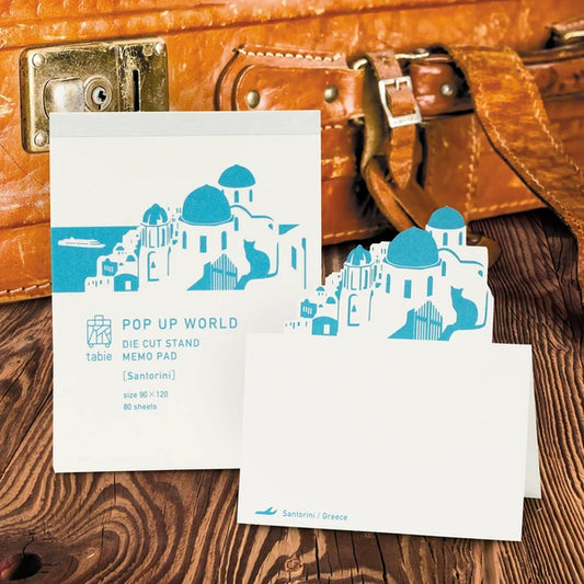 MARUMO PRINTING Pop-Up World Memo Pad - Santorini Island - Wholesale Pack