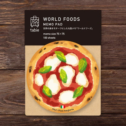 MARUMO PRINTING World Foods Round Memo Pad - Pizza Margherita / World Foods - Additional product image