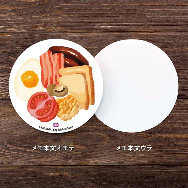 MARUMO PRINTING World Foods Round Memo Pad - English Breakfast / World Foods - Additional product image