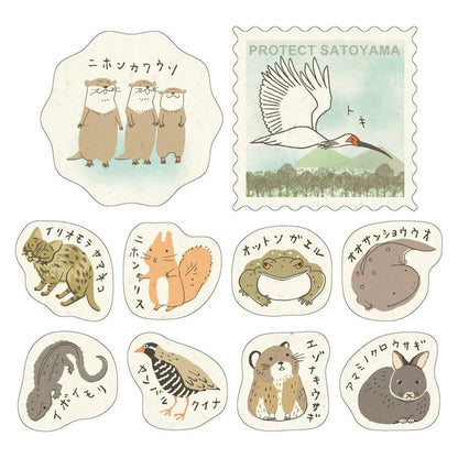 SEAL-DO PRINTING Banana Paper Flake Stickers - Endangered Species of Japan 2