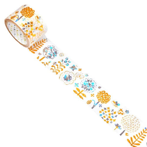 SEAL-DO PRINTING Hoshi Akari Kirapika Two-Color Foil Wide Masking Tape - Flowers