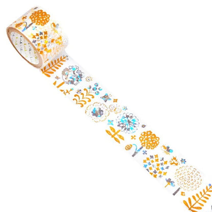 SEAL-DO PRINTING Hoshi Akari Kirapika Two-Color Foil Wide Masking Tape - Flowers