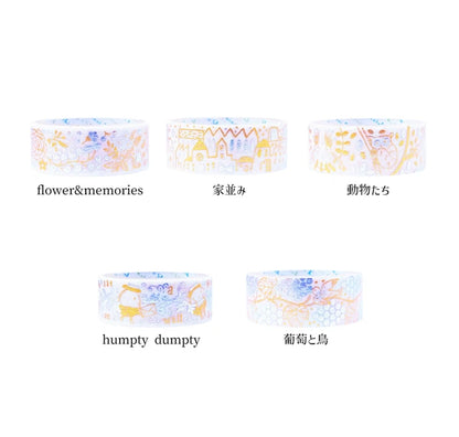 SEAL-DO PRINTING Hoshi Akari Kirapika Two-Color Foil Wide Masking Tape - Flowers