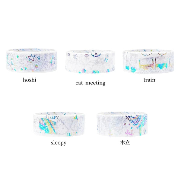 SEAL-DO PRINTING Hoshi Akari Kirapika Two-Color Foil Masking Tape - Cat Meeting