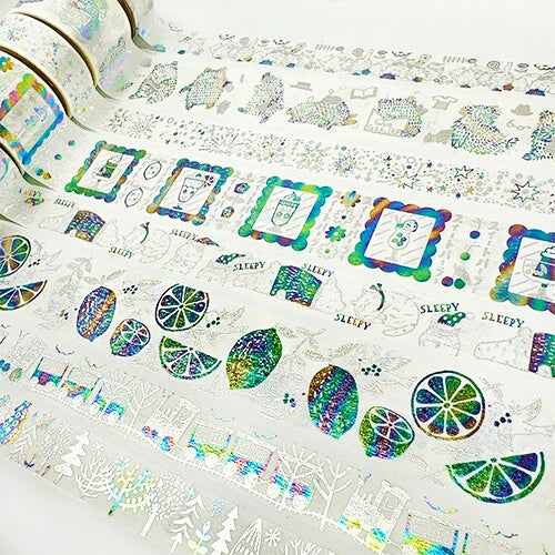 SEAL-DO PRINTING Hoshi Akari Kirapika Two-Color Foil Wide Masking Tape - Lemon