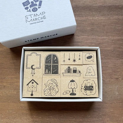 STAMP MARCHE TEDE Complete Box - Good Night Stars Rubber Stamp Set