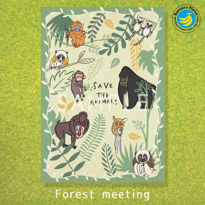 SEAL-DO PRINTING Banana Paper Postcard - Forest Meeting