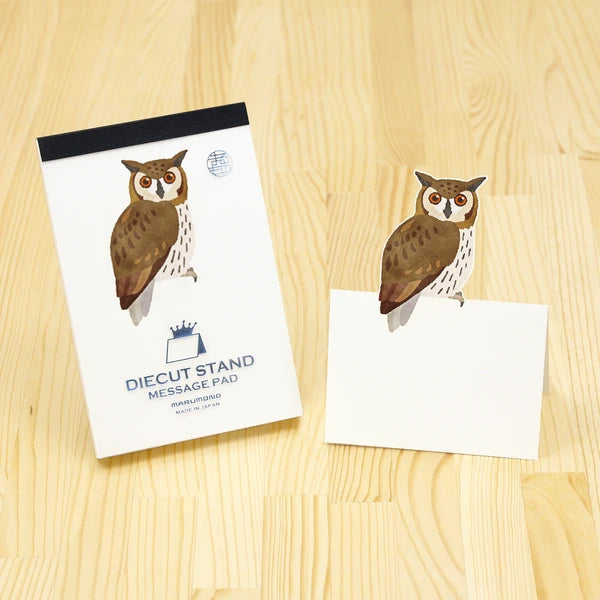 MARUMO PRINTING Die-Cut Stand Message Pad - Horned Owl - Wholesale Pack