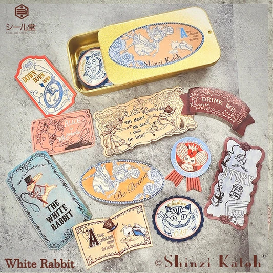 SEAL-DO PRINTING Alice in Wonderland Canned Flake Stickers - White Rabbit