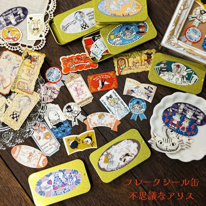 SEAL-DO PRINTING Alice in Wonderland Canned Flake Stickers - Tea Party