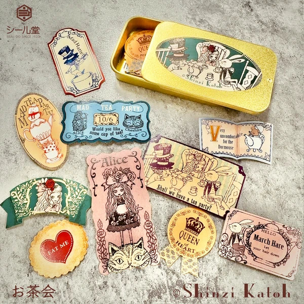 SEAL-DO PRINTING Alice in Wonderland Canned Flake Stickers - Tea Party