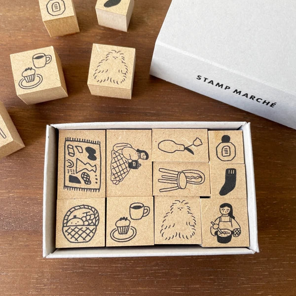 STAMP MARCHE Isono Kei Illustrated Diary Stamp Box - Home Time