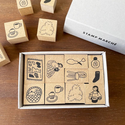 STAMP MARCHE Isono Kei Illustrated Diary Stamp Box - Home Time