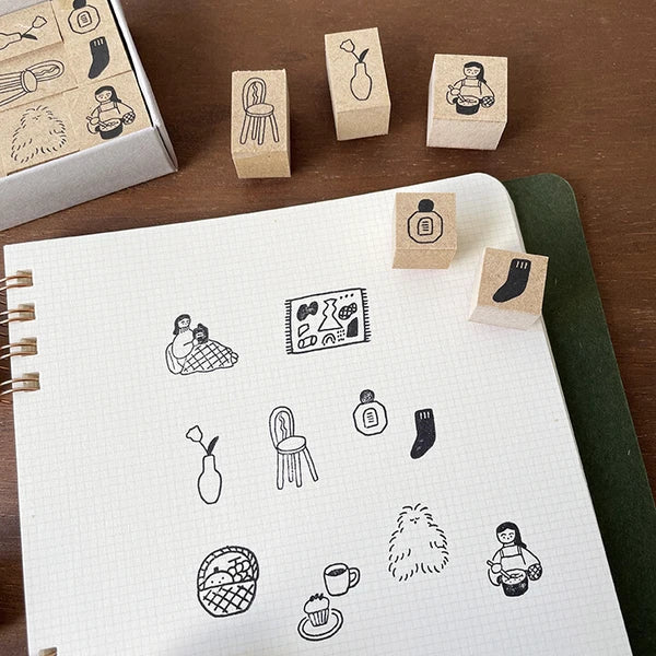 STAMP MARCHE Isono Kei Illustrated Diary Stamp Box - Home Time