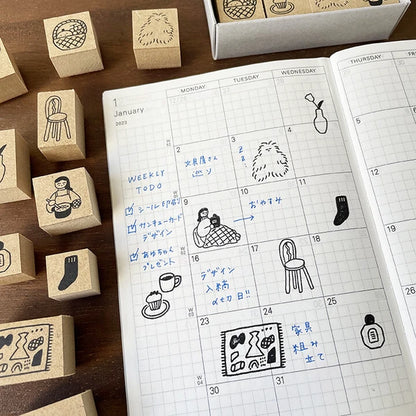 STAMP MARCHE Isono Kei Illustrated Diary Stamp Box - Home Time