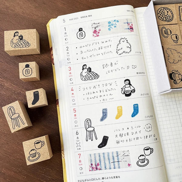 STAMP MARCHE Isono Kei Illustrated Diary Stamp Box - Home Time