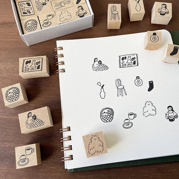 STAMP MARCHE Isono Kei Illustrated Diary Rubber Stamp Collection - Home Time