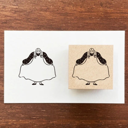 STAMP MARCHE Maru-chan Frame Rubber Stamp S - Bowing