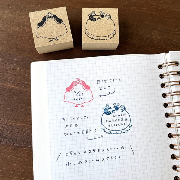 STAMP MARCHE Maru-chan Frame Rubber Stamp S - Bowing