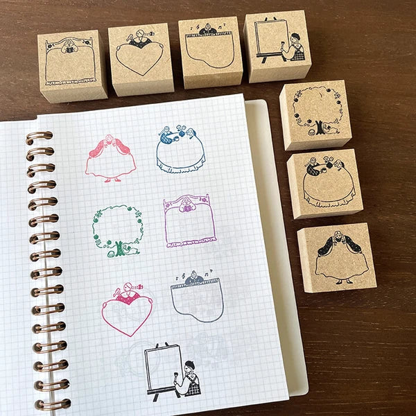 STAMP MARCHE Maru-chan Frame Rubber Stamp S - Bowing