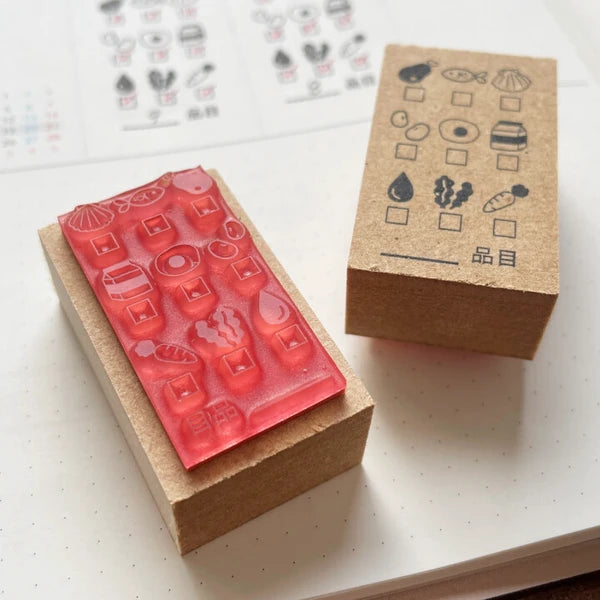 STAMP MARCHE 9-Item Check Vertical Icon Rubber Stamp