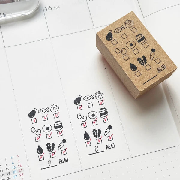STAMP MARCHE 9-Item Check Vertical Icon Rubber Stamp