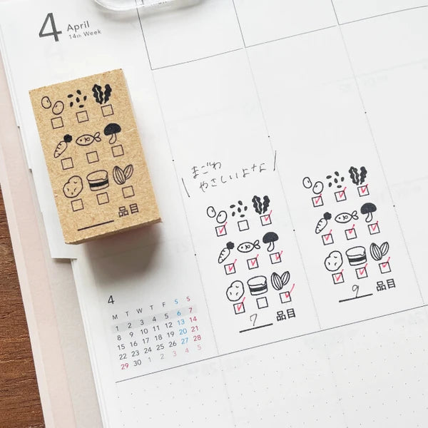 STAMP MARCHE Food Balance Check Vertical Icon Rubber Stamp