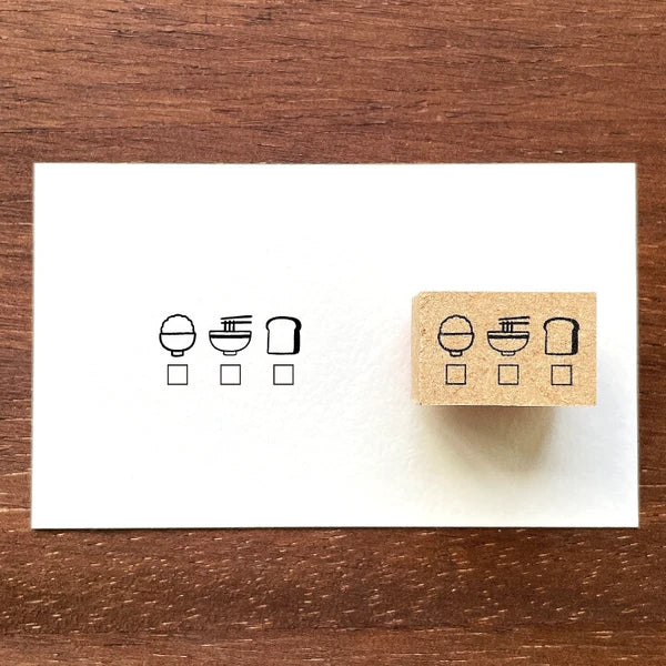 STAMP MARCHE Staple Food Ingredient Check Vertical Rubber Stamp
