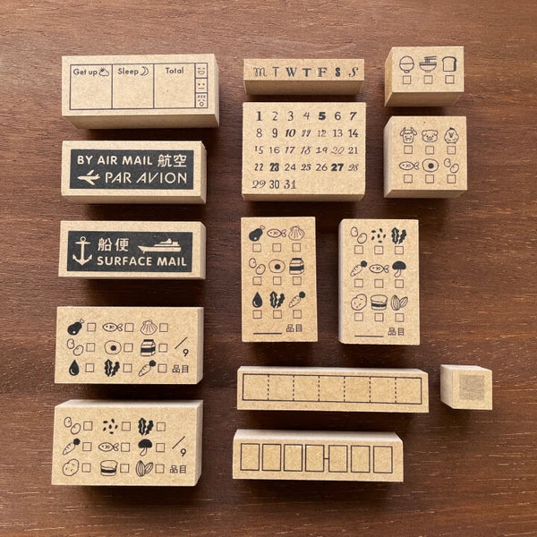 STAMP MARCHE Staple Food Ingredient Check Vertical Rubber Stamp