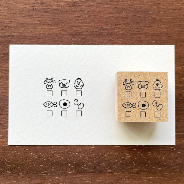 STAMP MARCHE Main Dish Ingredient Check Vertical Rubber Stamp