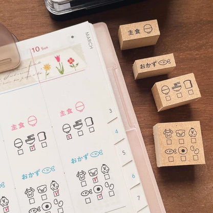 STAMP MARCHE Main Dish Ingredient Check Vertical Rubber Stamp