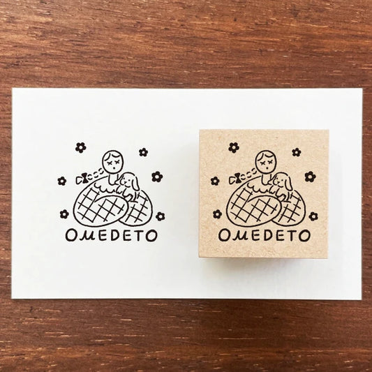 STAMP MARCHE Marl-chan Message Rubber Stamp - OMEDETO Congratulations