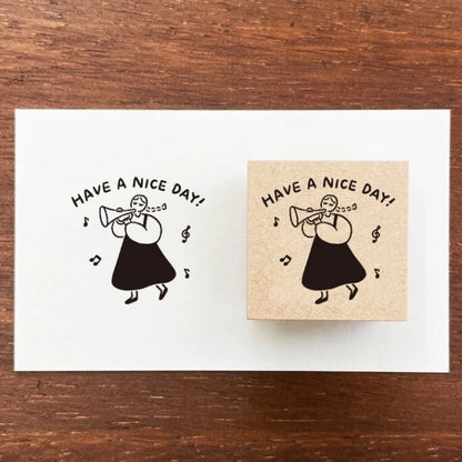 STAMP MARCHE Maru-chan Message Rubber Stamp - Have a Nice Day