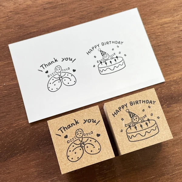 STAMP MARCHE Maru-chan Message Rubber Stamp - Thank You