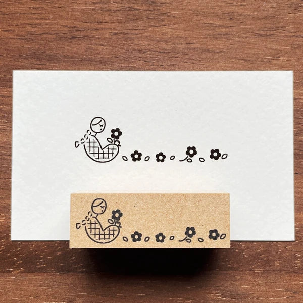 STAMP MARCHE Maru-chan Title Rubber Stamp - Flowers
