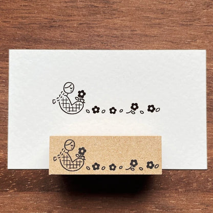 STAMP MARCHE Maru-chan Title Rubber Stamp - Flowers