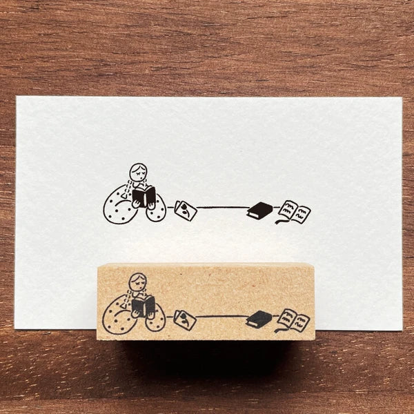 STAMP MARCHE Maru-chan Title Rubber Stamp - Reading