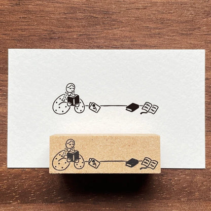 STAMP MARCHE Maru-chan Title Rubber Stamp - Reading