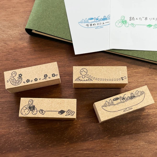 STAMP MARCHE Maru-chan Title Rubber Stamp - Braids