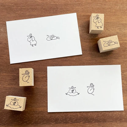 STAMP MARCHE Maru-chan Kobito Rubber Stamp - Tulip