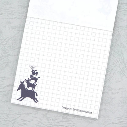 Kinose Printing Grimm Fairy Tales Town Musicians of Bremen II Block Memo Pad