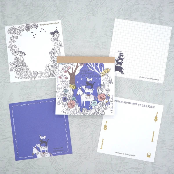 Kinose Printing Grimm Fairy Tales Town Musicians of Bremen II Block Memo Pad