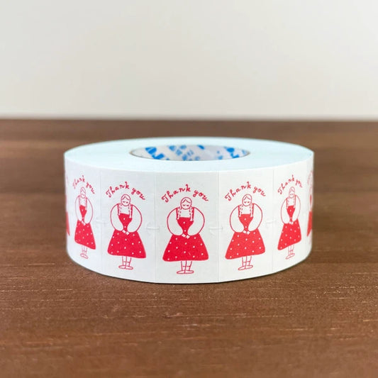 STAMP MARCHE Maru-chan Labeler Sticker - Thank You Red