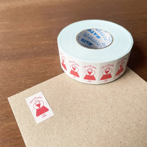 STAMP MARCHE Maru-chan Labeler Sticker - Thank You Red