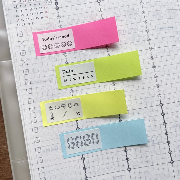 STAMP MARCHE Planner Labeler Sticker - Weather and Temperature Black